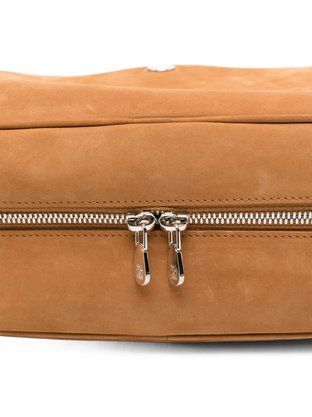 Brunello Cucinelli logo-plaque clutch bag Bruin