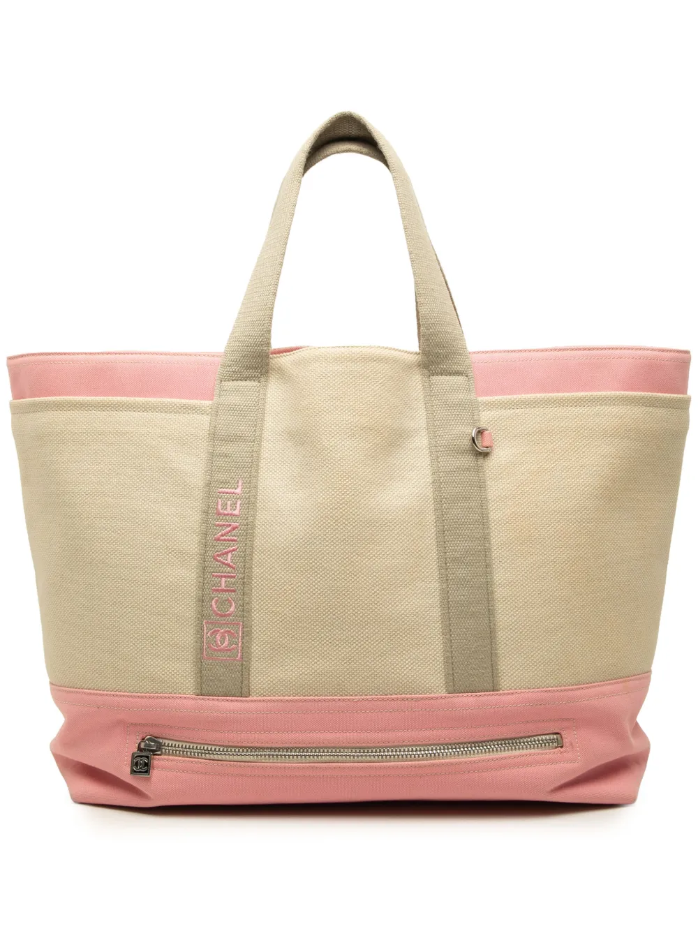 CHANEL Pre-Owned 2008-2009 Large Bicolor Canvas Sports Ligne tote bag - Toni neutri