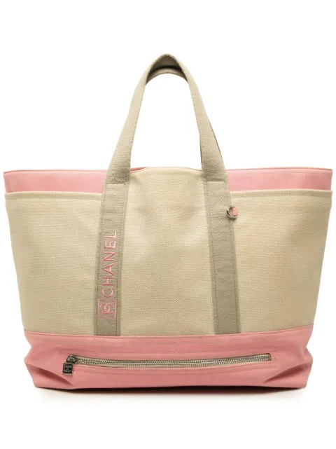 CHANEL Pre-Owned 2008-2009 Large Bicolor Canvas Sports Ligne tote bag