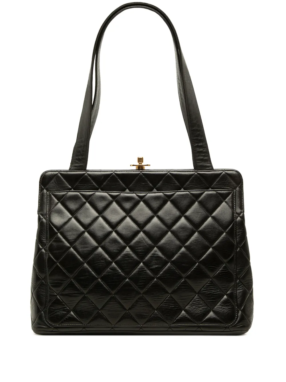 CHANEL Pre-Owned 1996-1997 CC Quilted Lambskin Kiss Lock Frame shoulder bag - Black