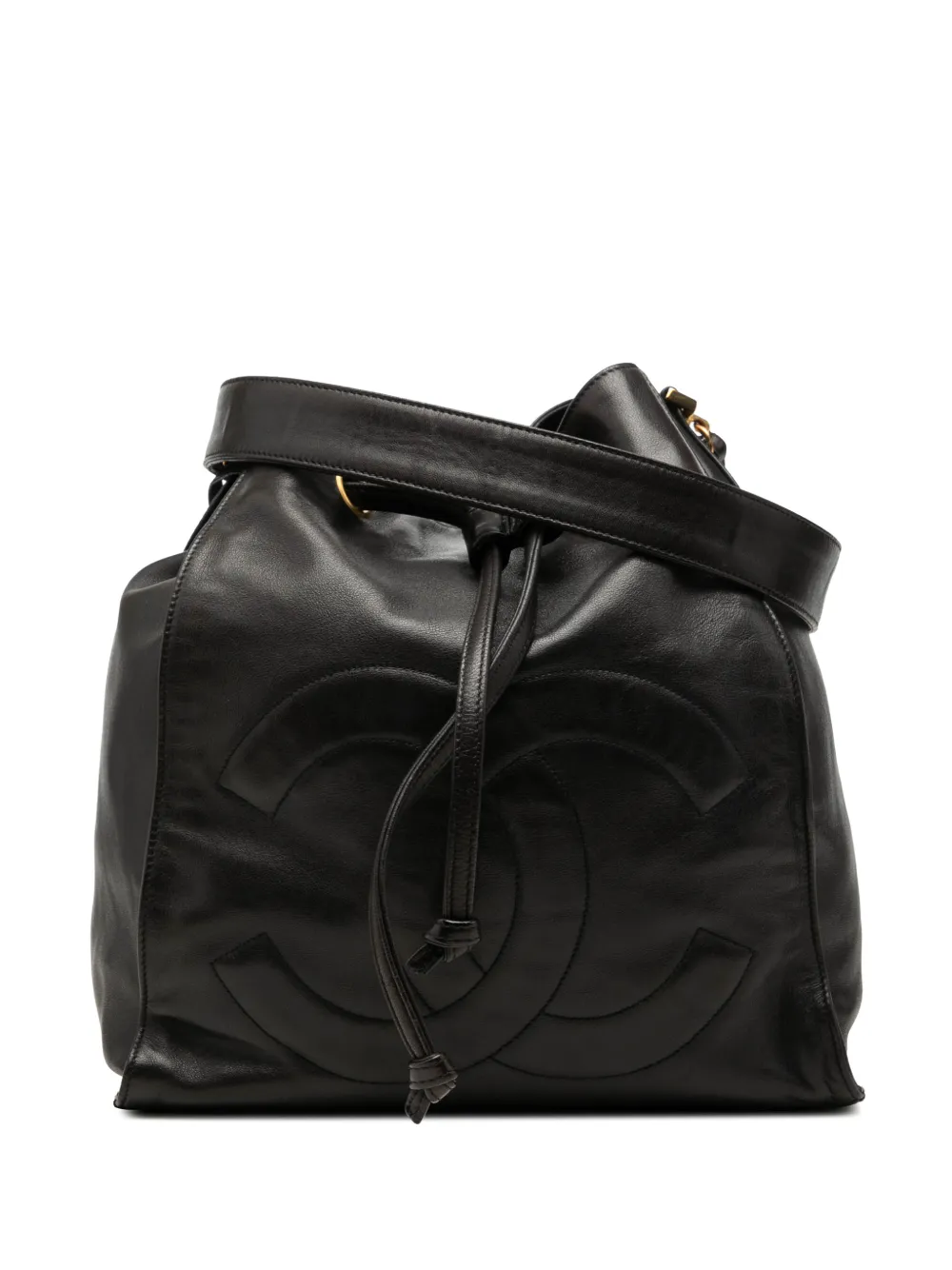 CHANEL Pre-Owned 1994-1996 CC Lambskin Drawstring bucket bag - Nero