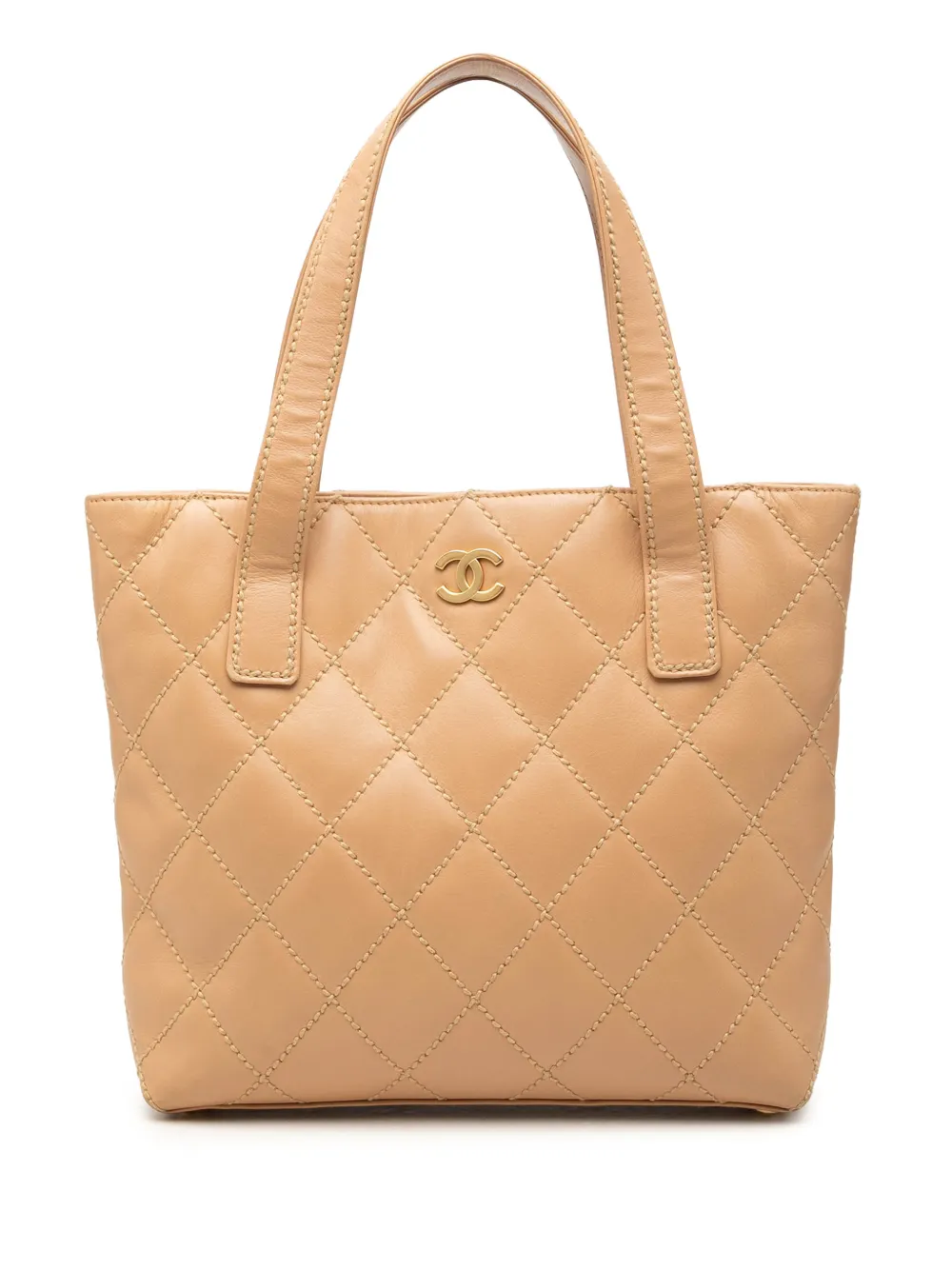 CHANEL Pre-Owned 2004-2005 Small CC Calfskin Wild Stitch tote bag - Tons neutres