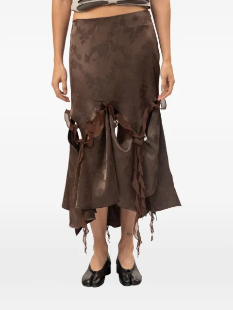 AVAVAV Kikki cut-out jacquard asymmetric midi skirt