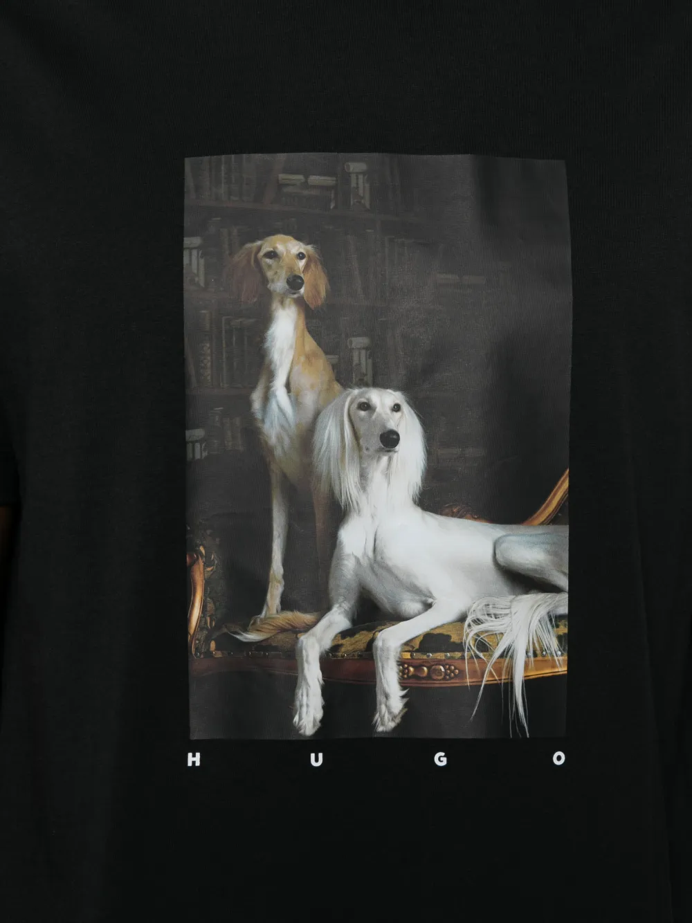 HUGO Daffilo cotton-jersey T-shirt with graphic print Zwart