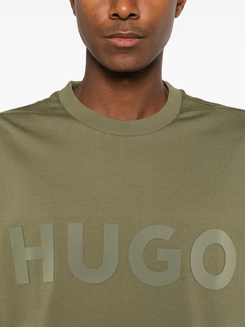 HUGO oversized-fit cotton T-shirt with reflective logo Groen