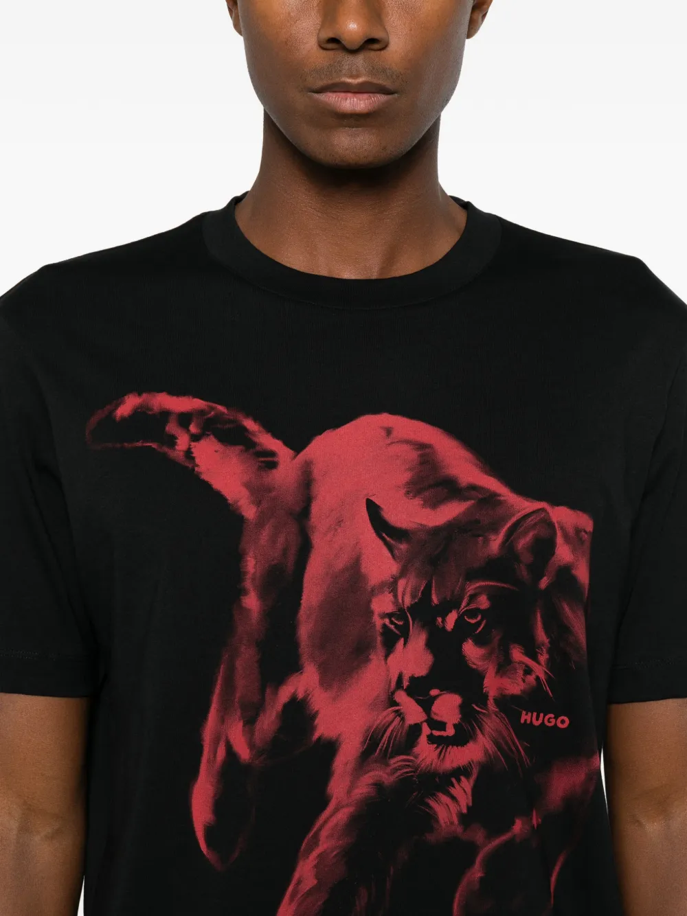 HUGO graphic-print T-shirt Zwart