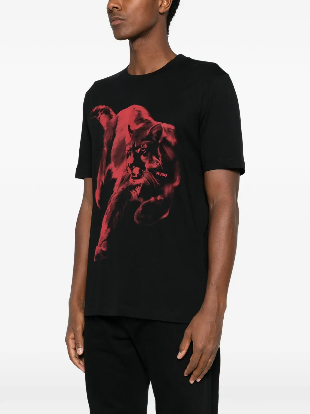 HUGO graphic-print T-shirt Zwart