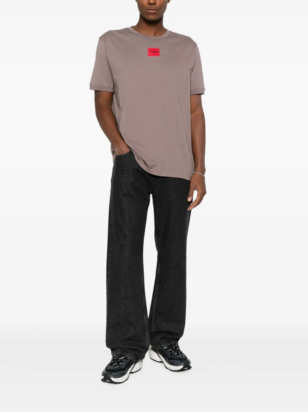 HUGO logo-patch T-shirt Bruin