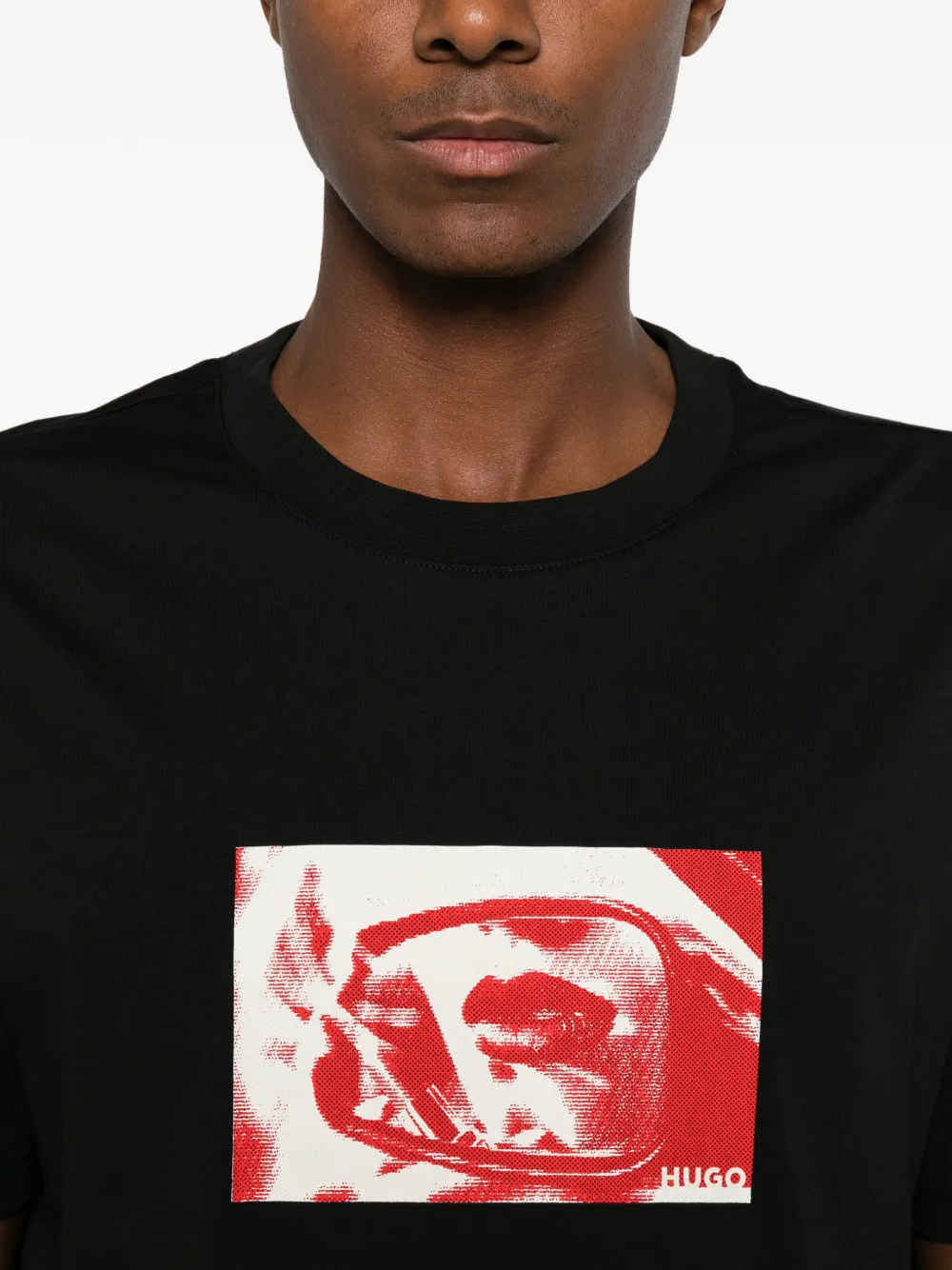 HUGO graphic-print T-shirt Zwart