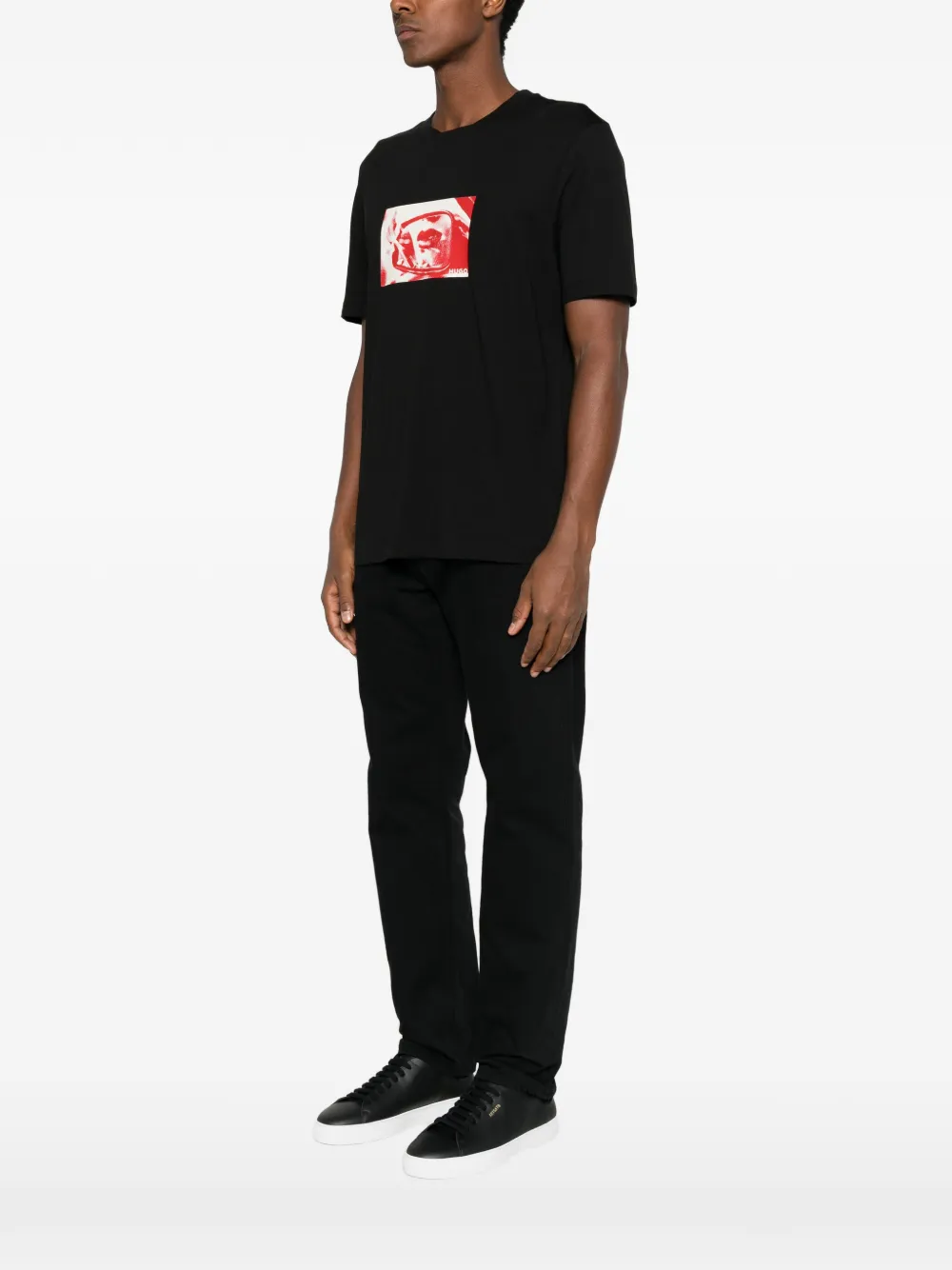 HUGO graphic-print T-shirt Zwart