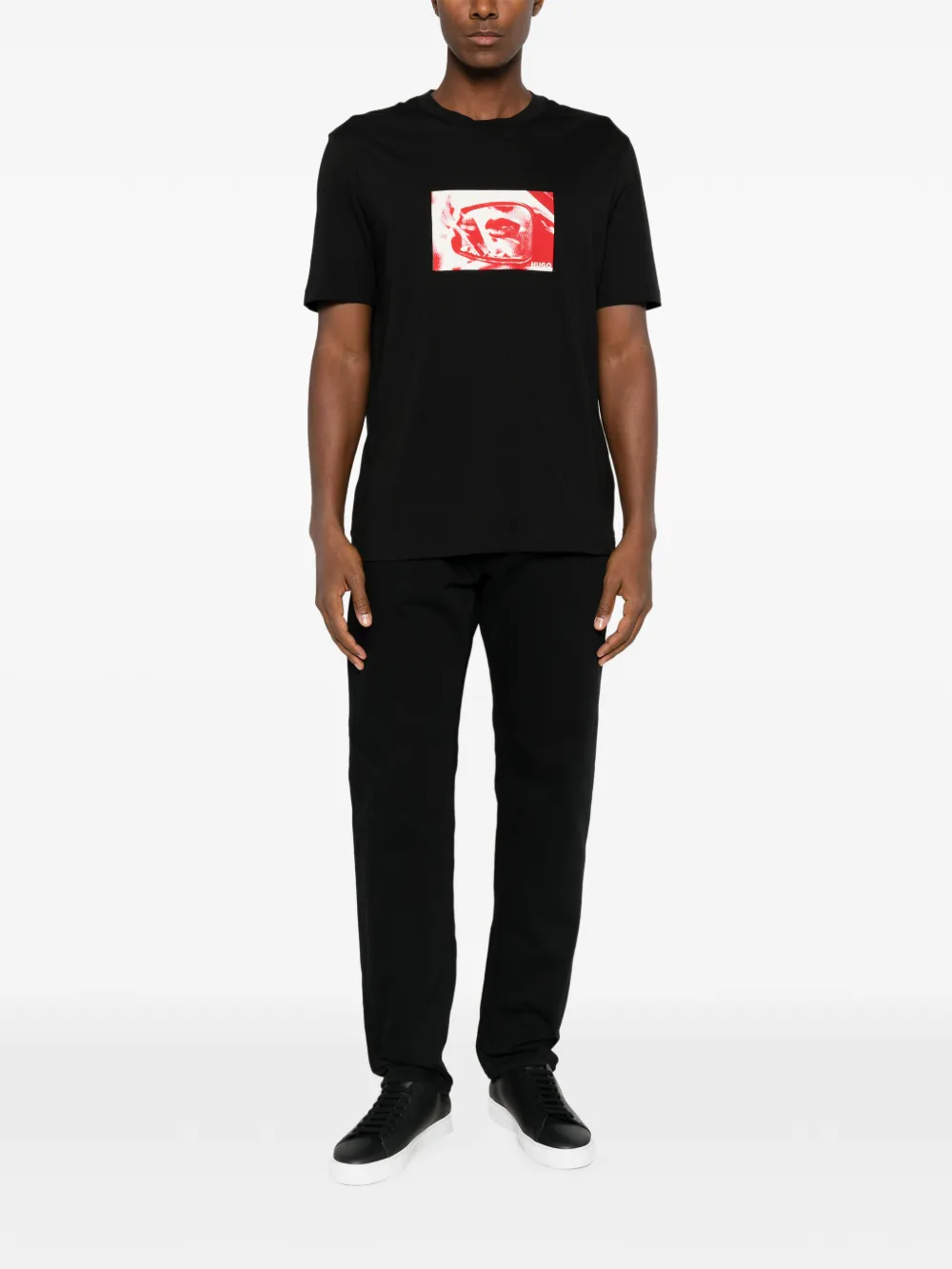 HUGO graphic-print T-shirt Zwart