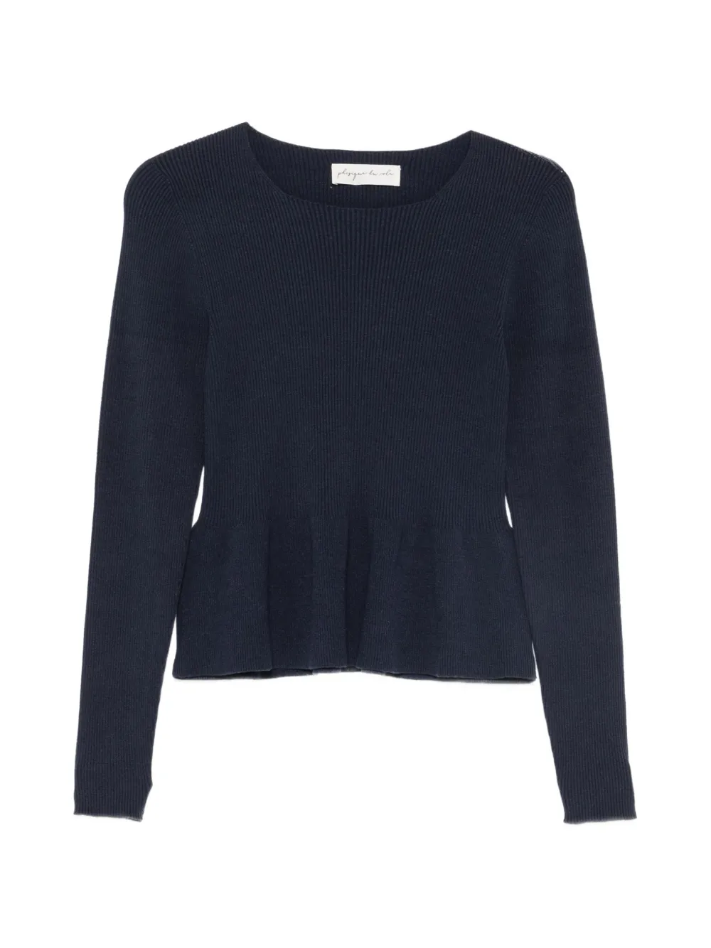 Phisique Du Role Gerippter Pullover mit Schößchen - Blau