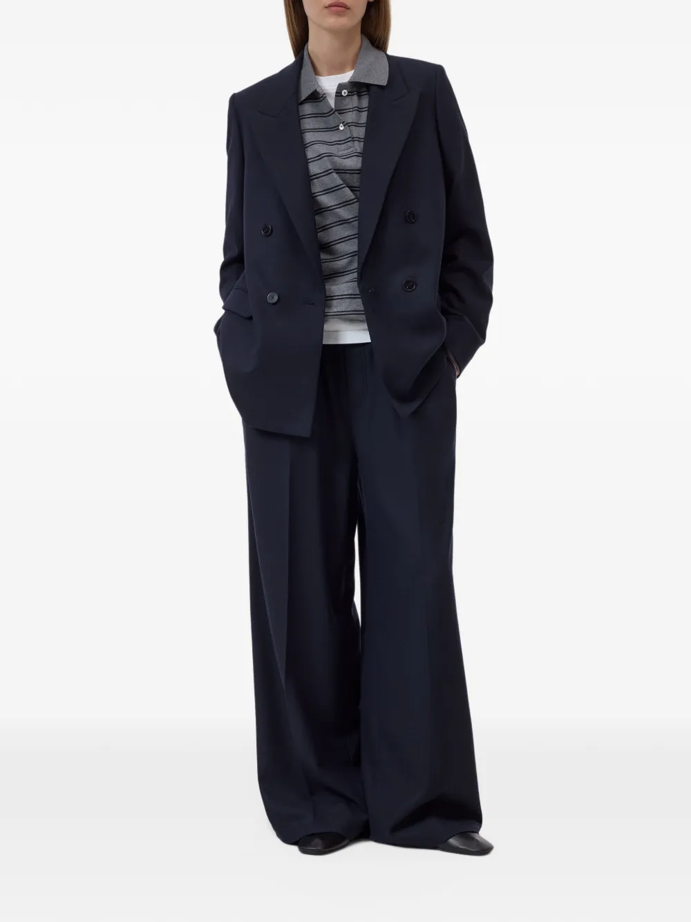 Closed Blazer met dubbele rij knopen Blauw