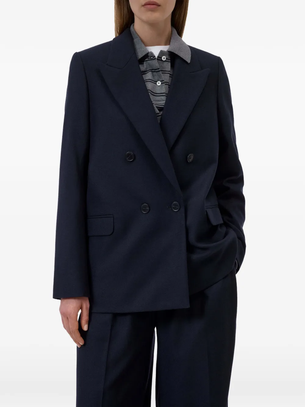 Closed Blazer met dubbele rij knopen Blauw