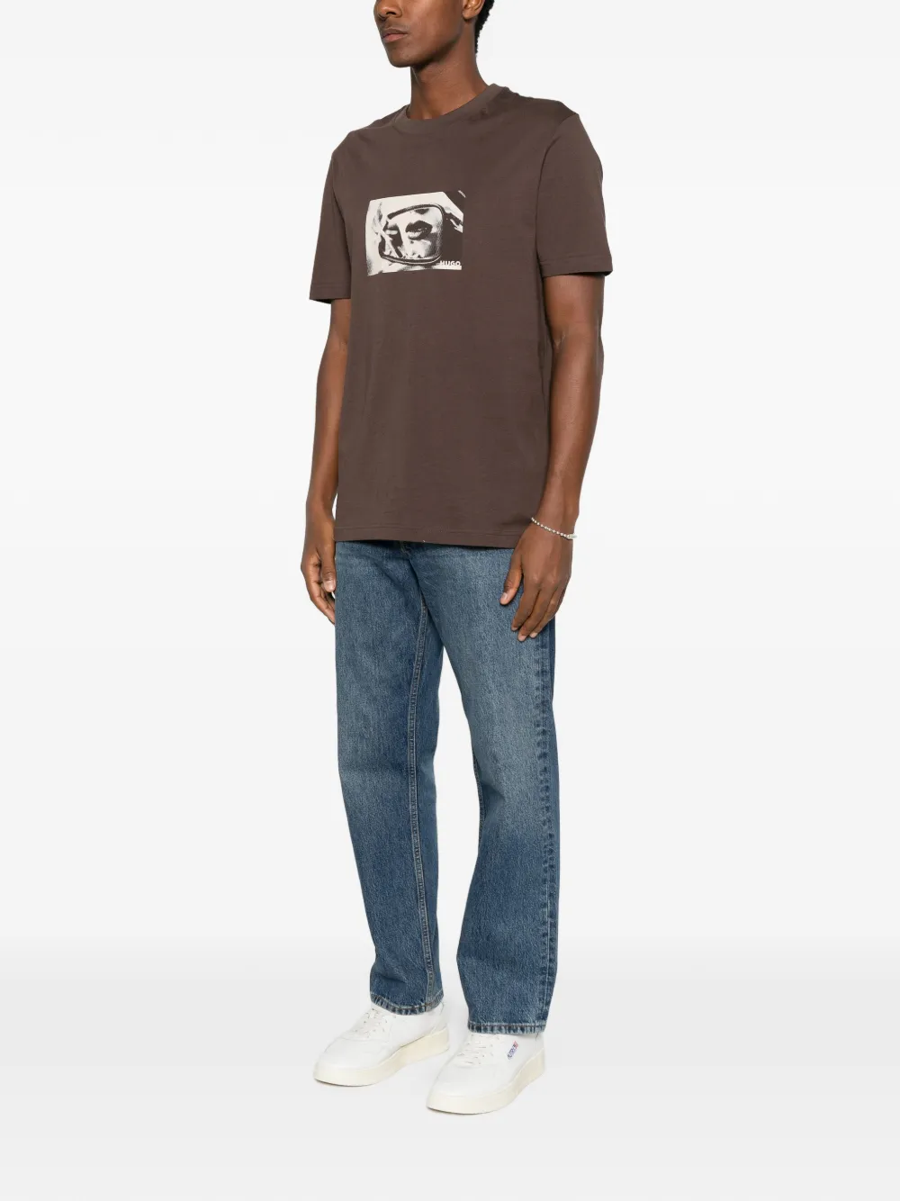HUGO cotton-jersey T-shirt with graphic print Bruin