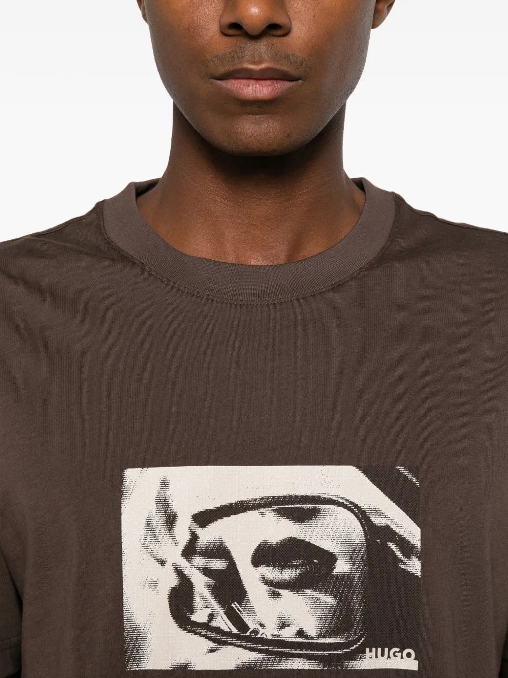 HUGO cotton-jersey T-shirt with graphic print Bruin