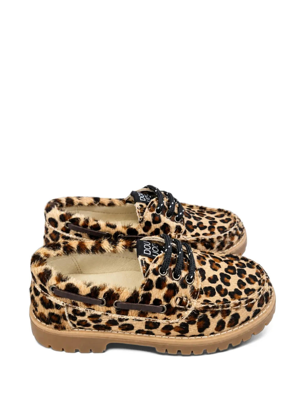 Douuod Kids leopard-print pony-hair moccasins - Toni neutri