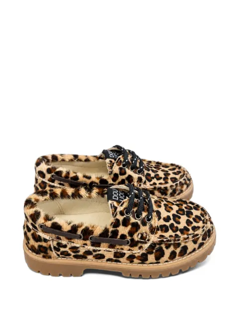 Douuod Kids leopard-print pony-hair moccasins