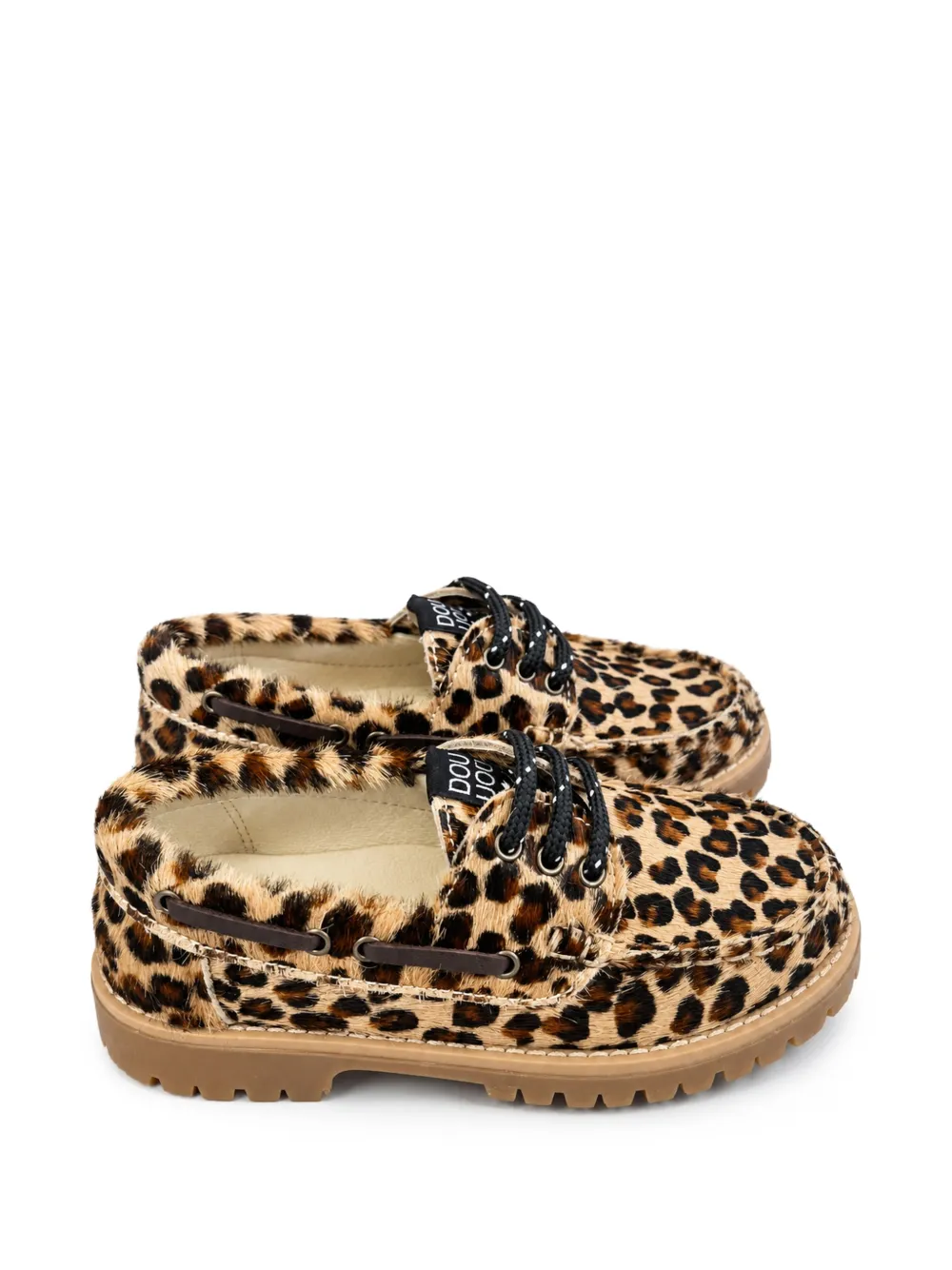 Douuod Kids leopard-print pony-hair moccasins - Toni neutri
