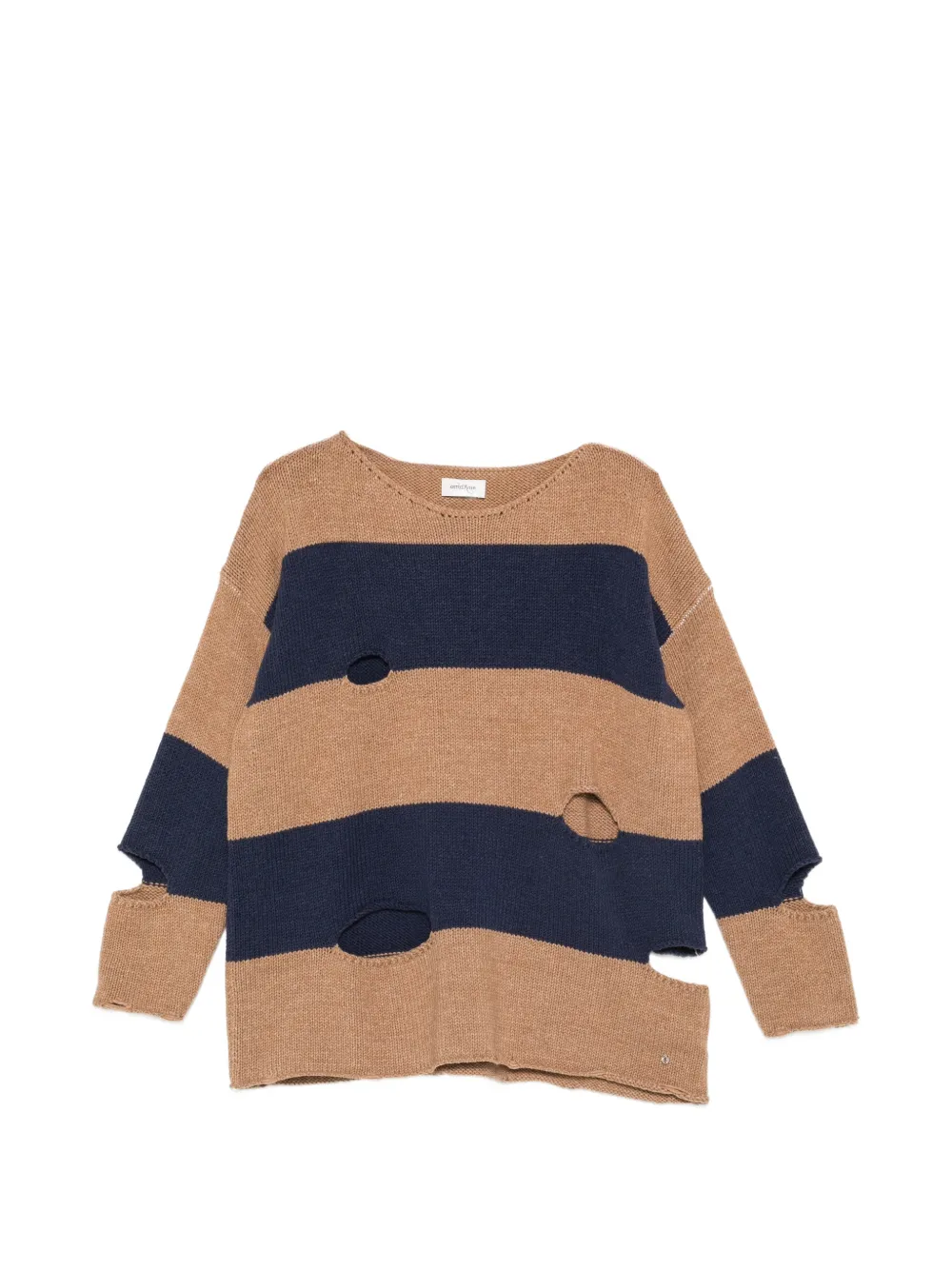 Ottod'Ame Gestreifter Pullover im Distressed-Look - Braun