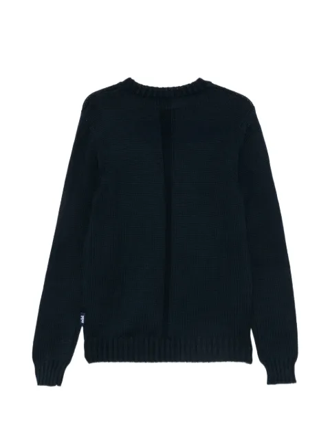 Add ribbed-knit crew-neck sweater