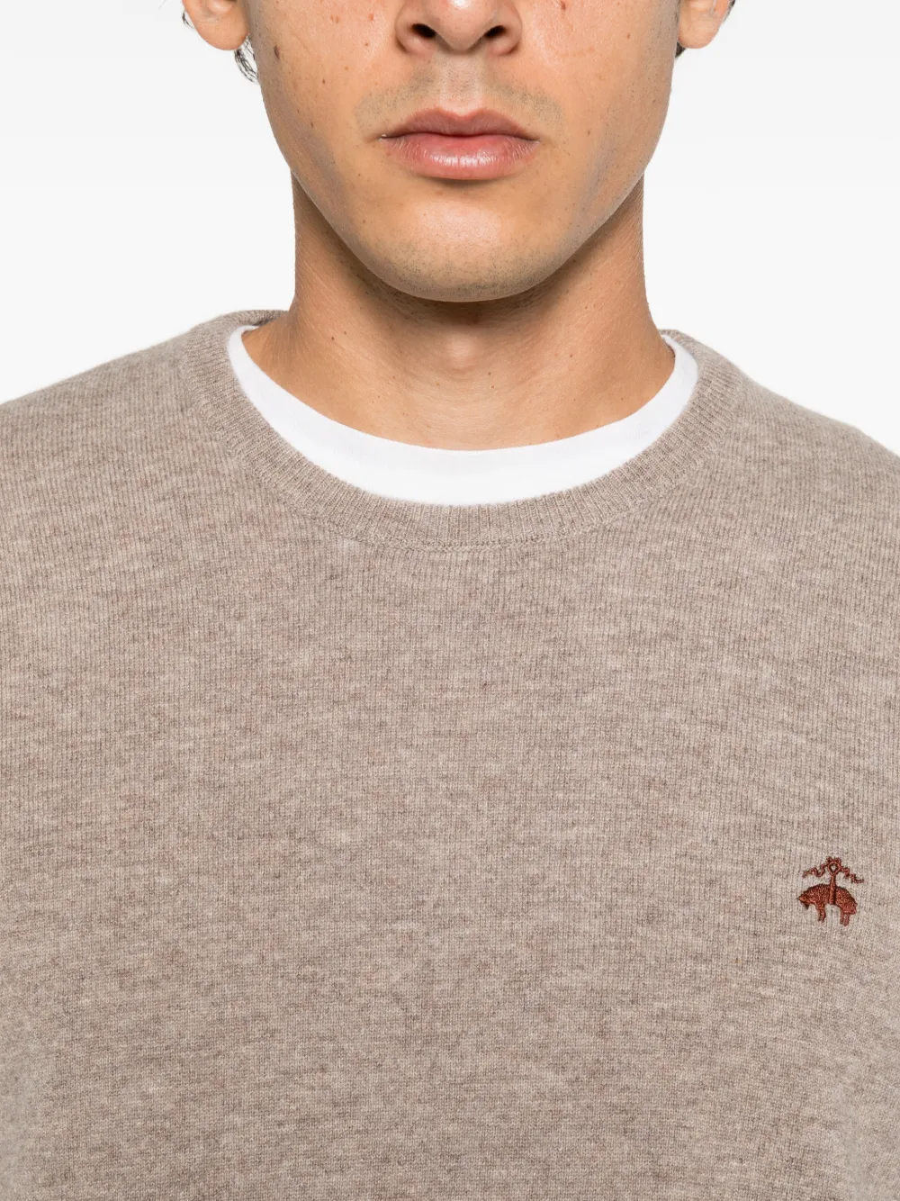 Brooks Brothers logo-embroidered crew-neck sweater Bruin