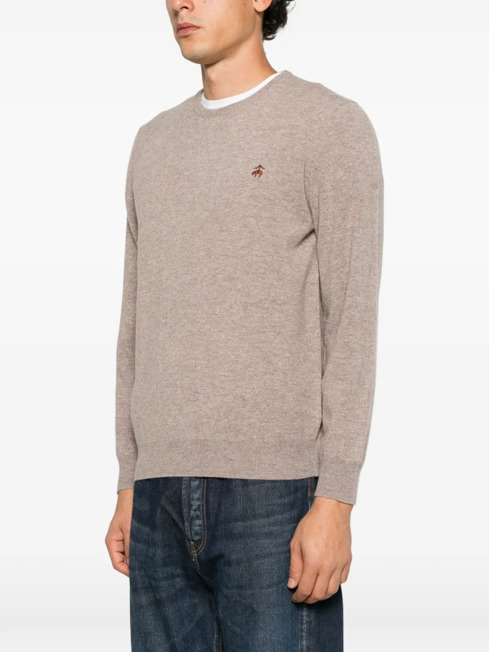 Brooks Brothers logo-embroidered crew-neck sweater Bruin