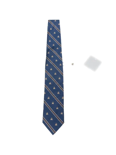 Brooks Brothers diagonal-stripe embroidered-logo tie