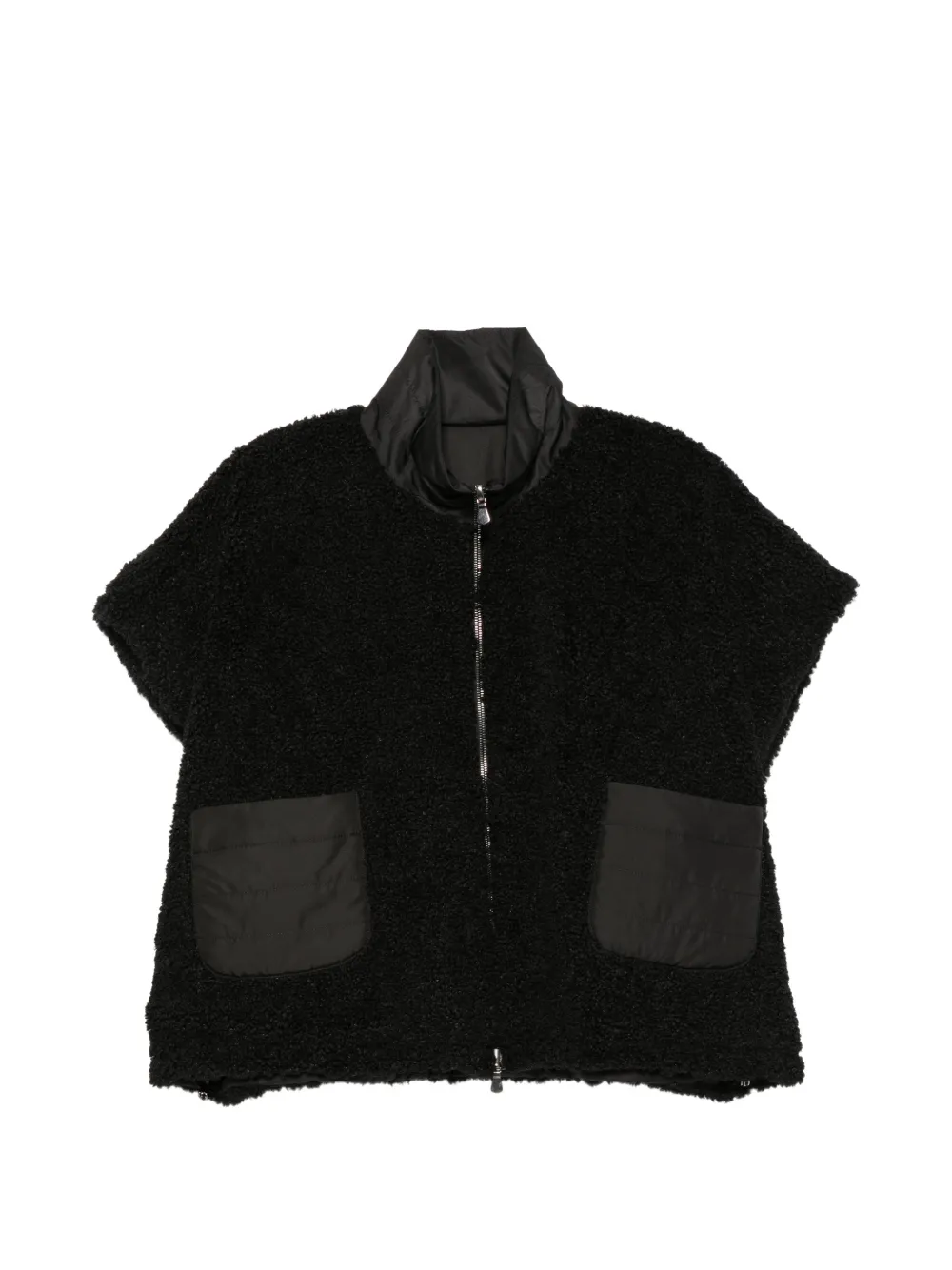 Le Tricot Perugia reversible bouclé zip-up gilet Zwart
