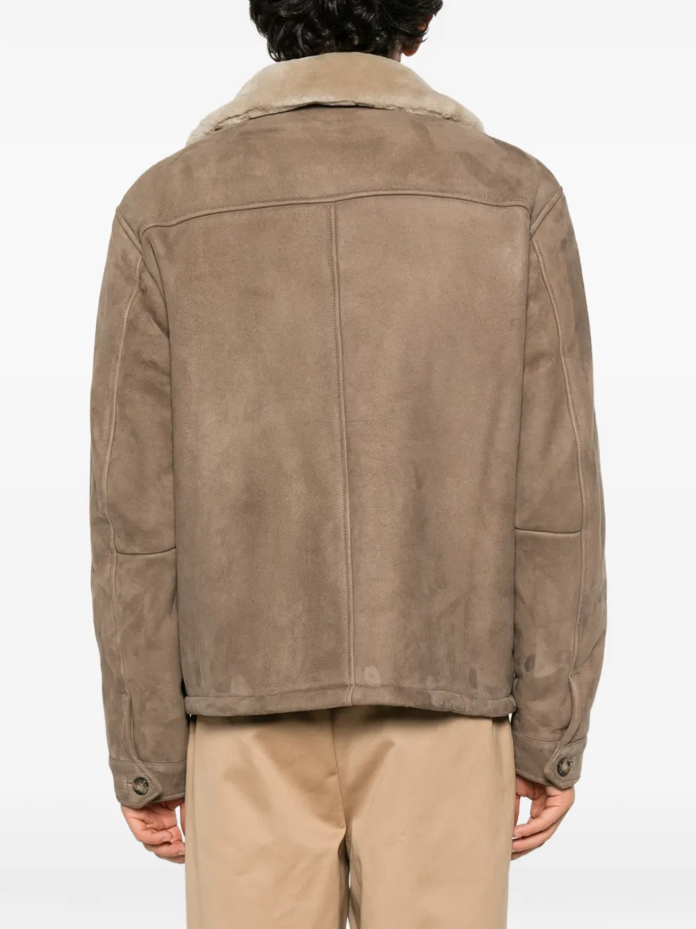 7 For All Mankind shearling-collar suede coat Bruin