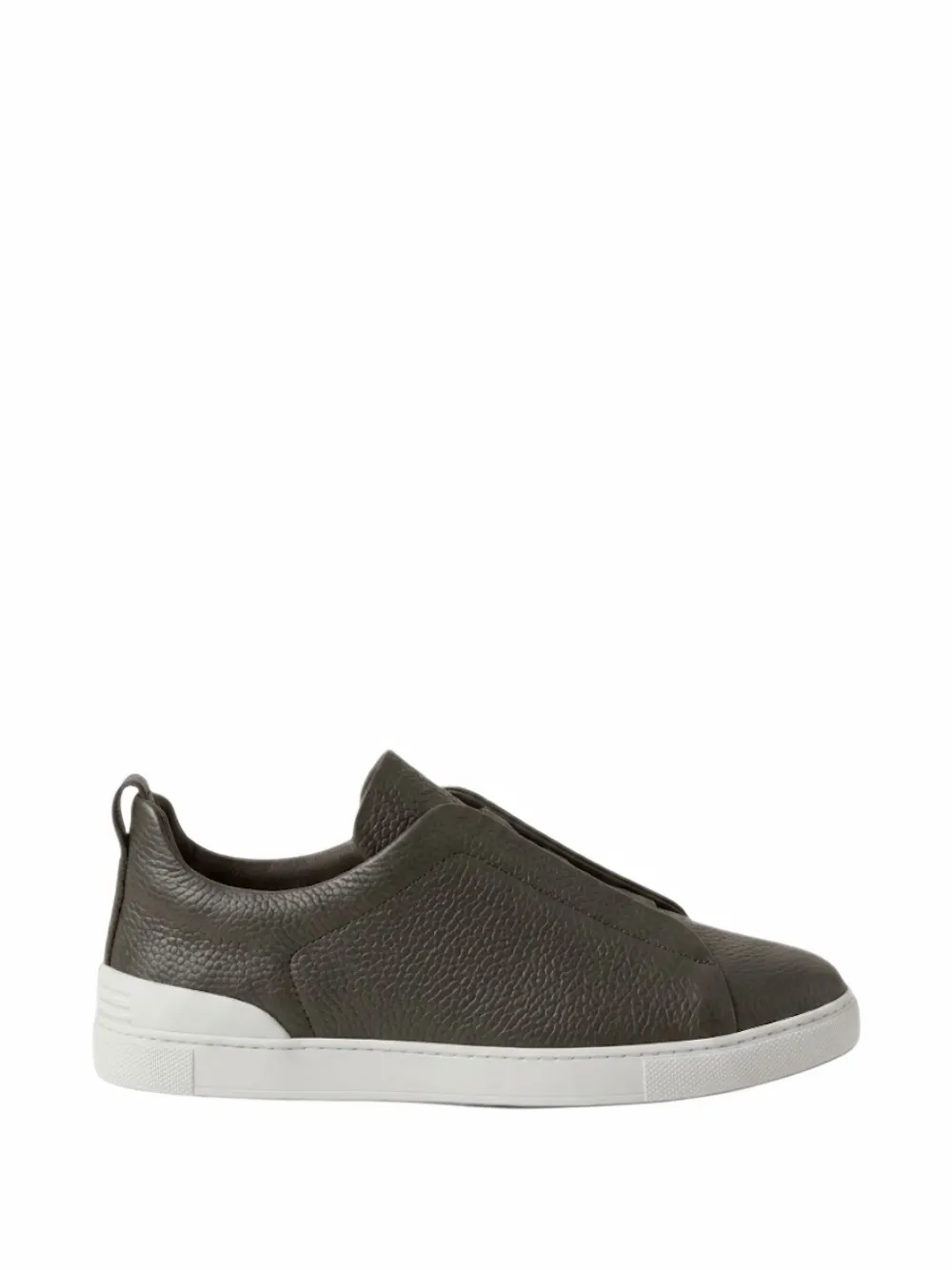 Zegna Triple Stitch pebbled leather sneakers - Gris
