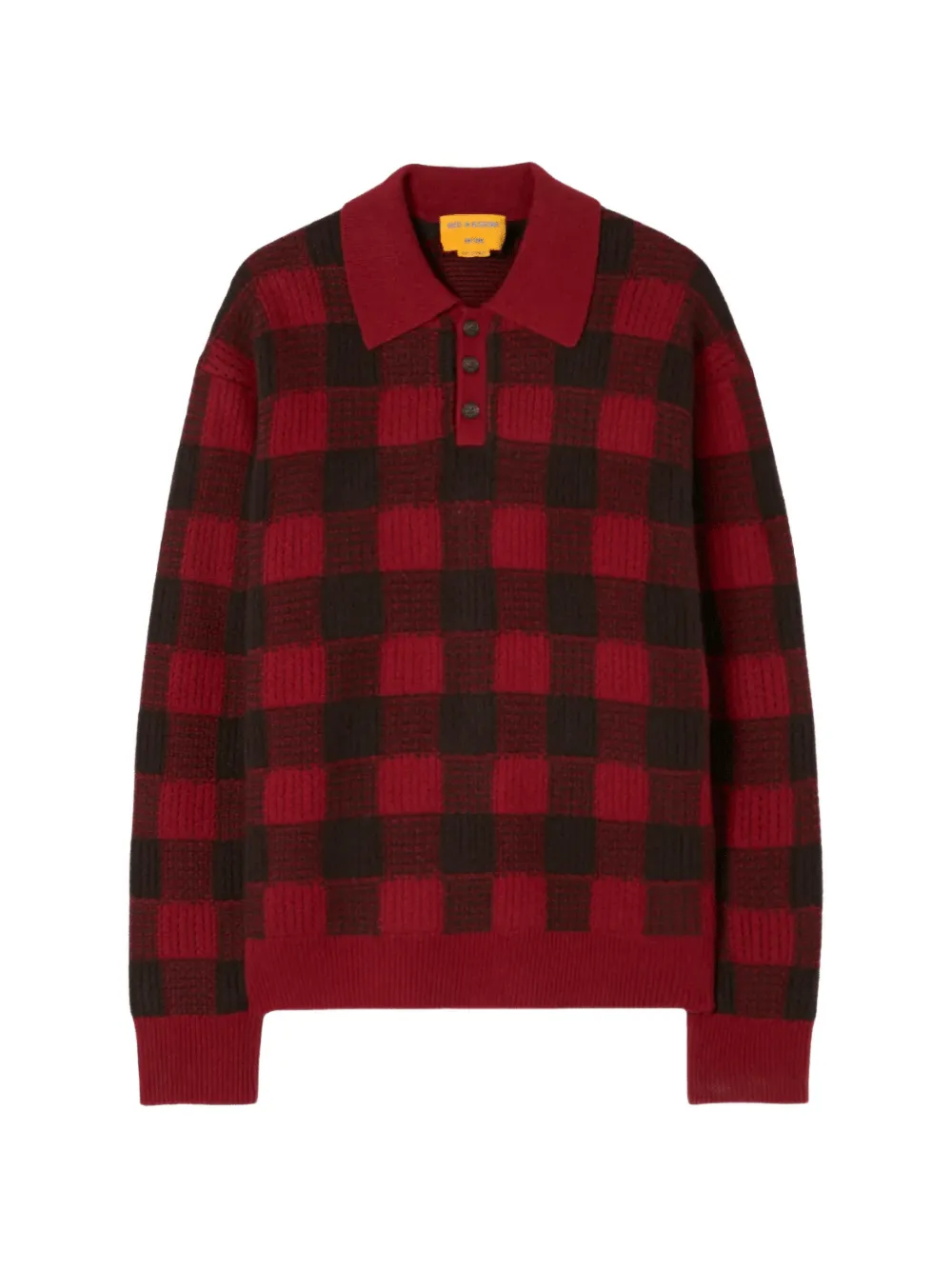 Guest In Residence Allday check-pattern polo sweater - Rosso