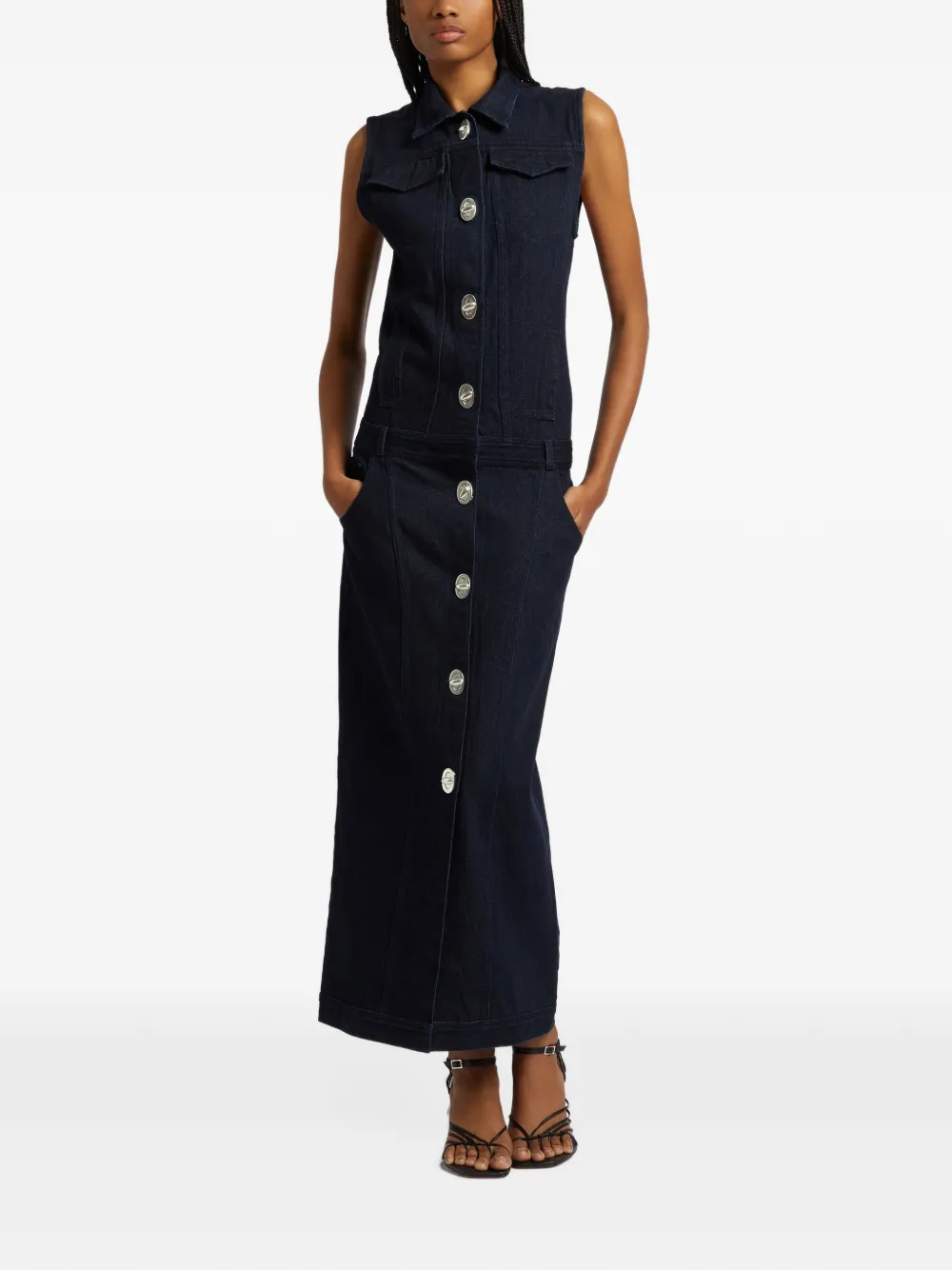 Christopher Esber Denim maxi-jurk met draaislot Blauw