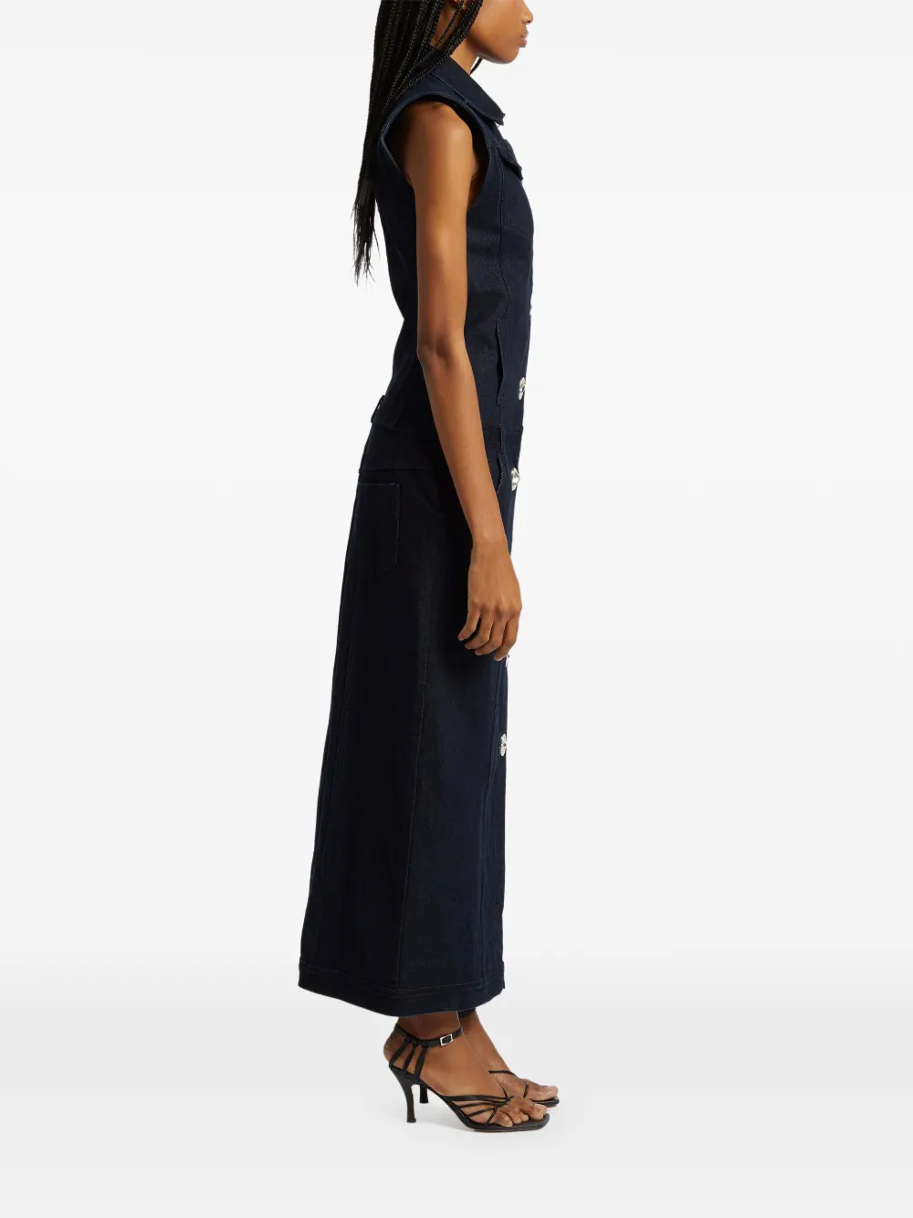 Christopher Esber Denim maxi-jurk met draaislot Blauw