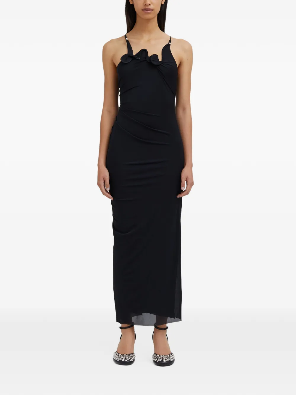 Christopher Esber Venus sculptural-hardware fitted midi dress - Noir Christopher Esber Venus sculptural-hardware fitted midi dress - Noir