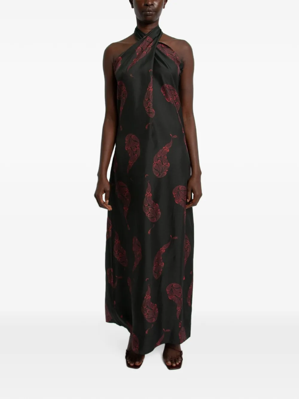 Christopher Esber Jurk met gedraaid detail en paisley-print Zwart