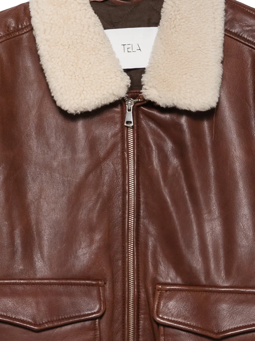 Tela shearling-collar leather jacket Bruin