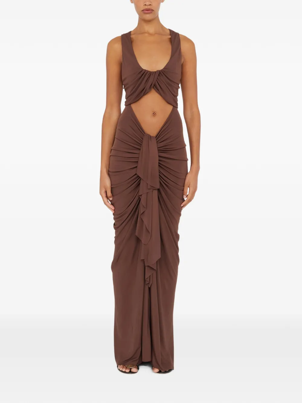 Christopher Esber Vivenda draped cut-out maxi dress - Marron Christopher Esber Vivenda draped cut-out maxi dress - Marron