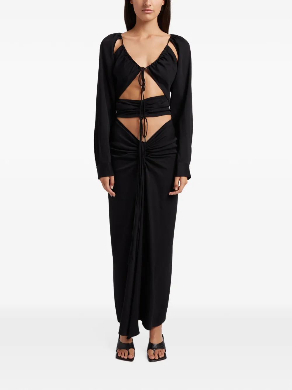 Christopher Esber ruched cutout-detail maxi dress - Noir Christopher Esber ruched cutout-detail maxi dress - Noir