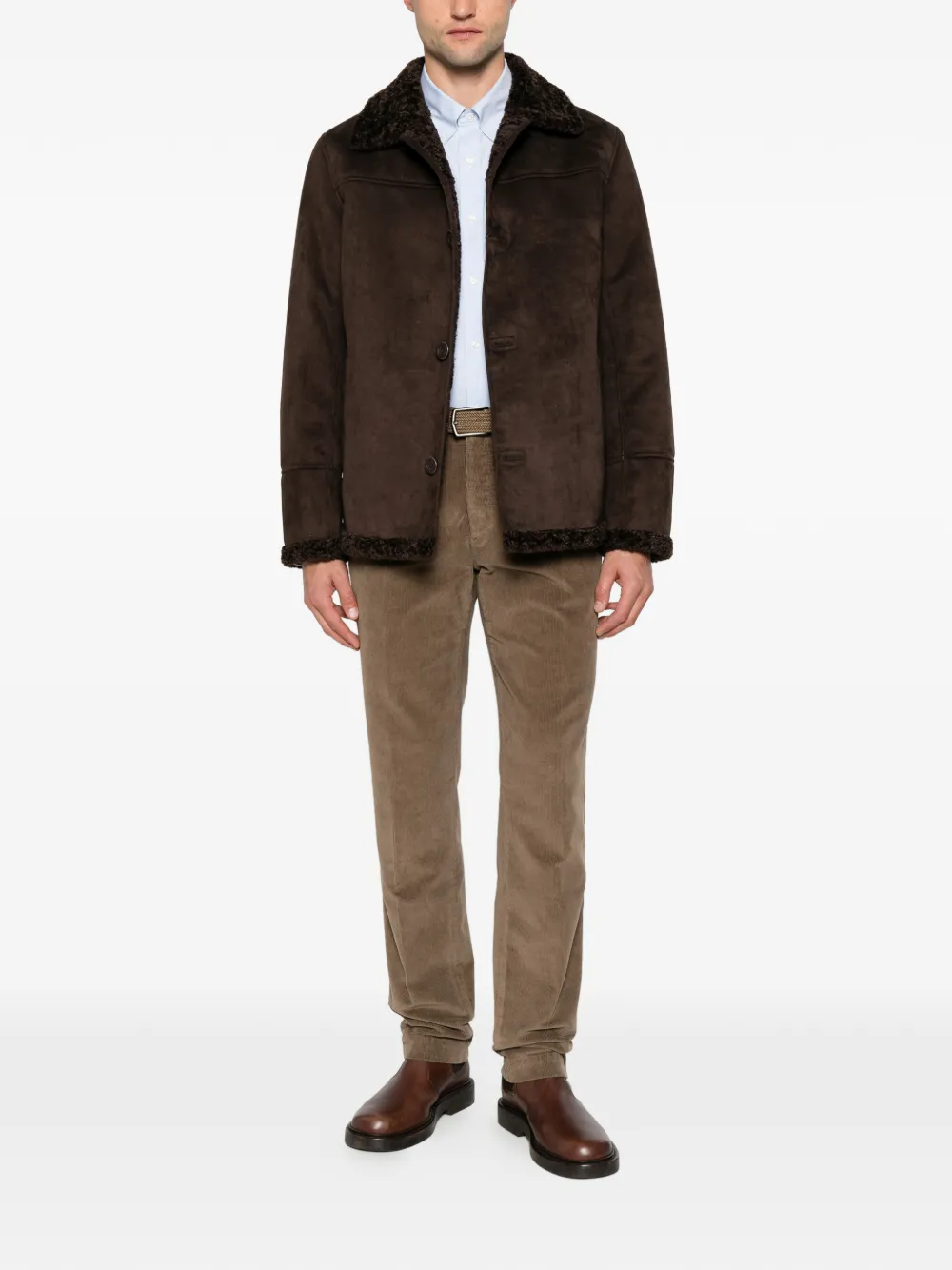 Herno faux-suede coat Bruin