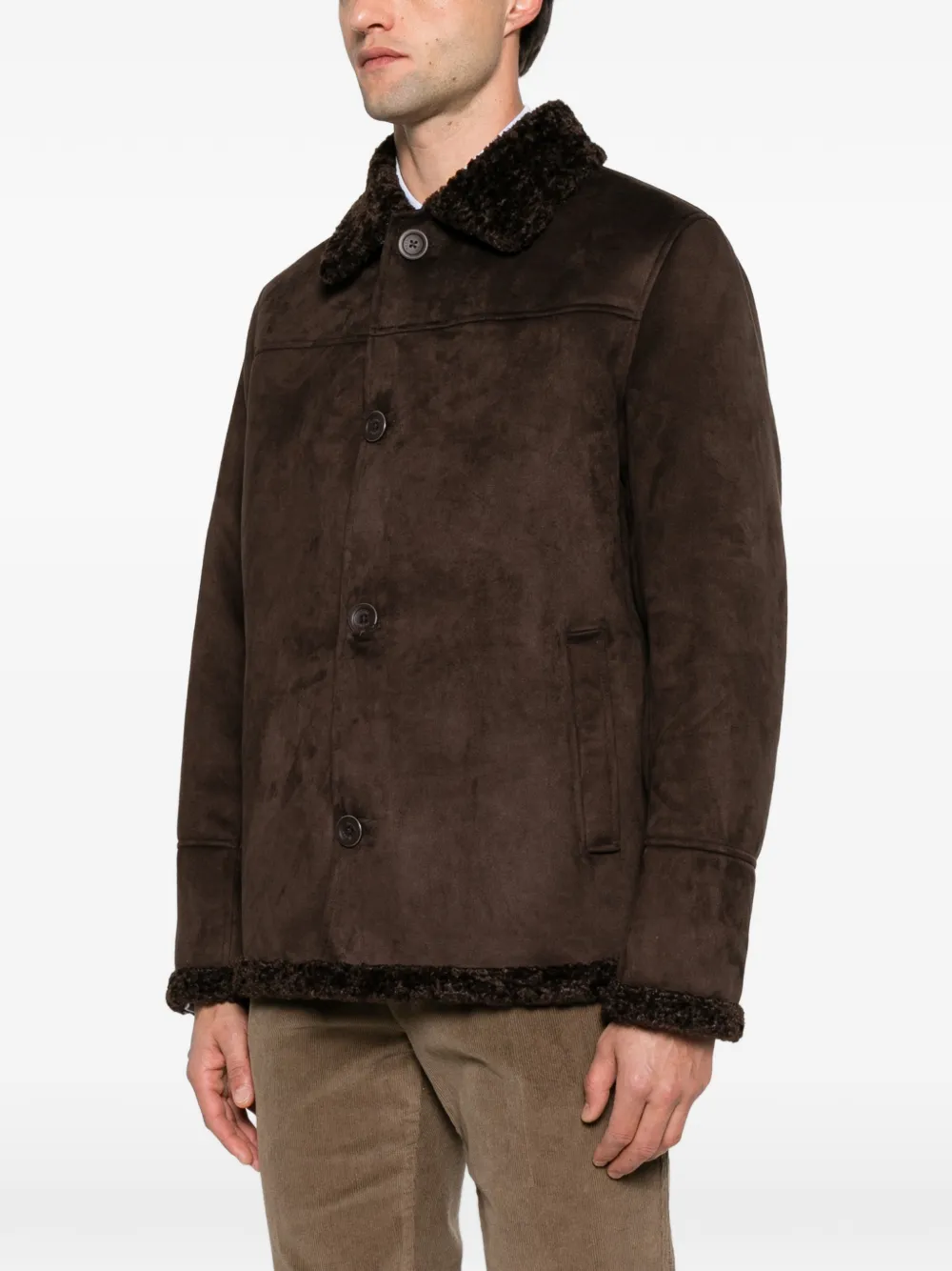 Herno faux-suede coat Bruin