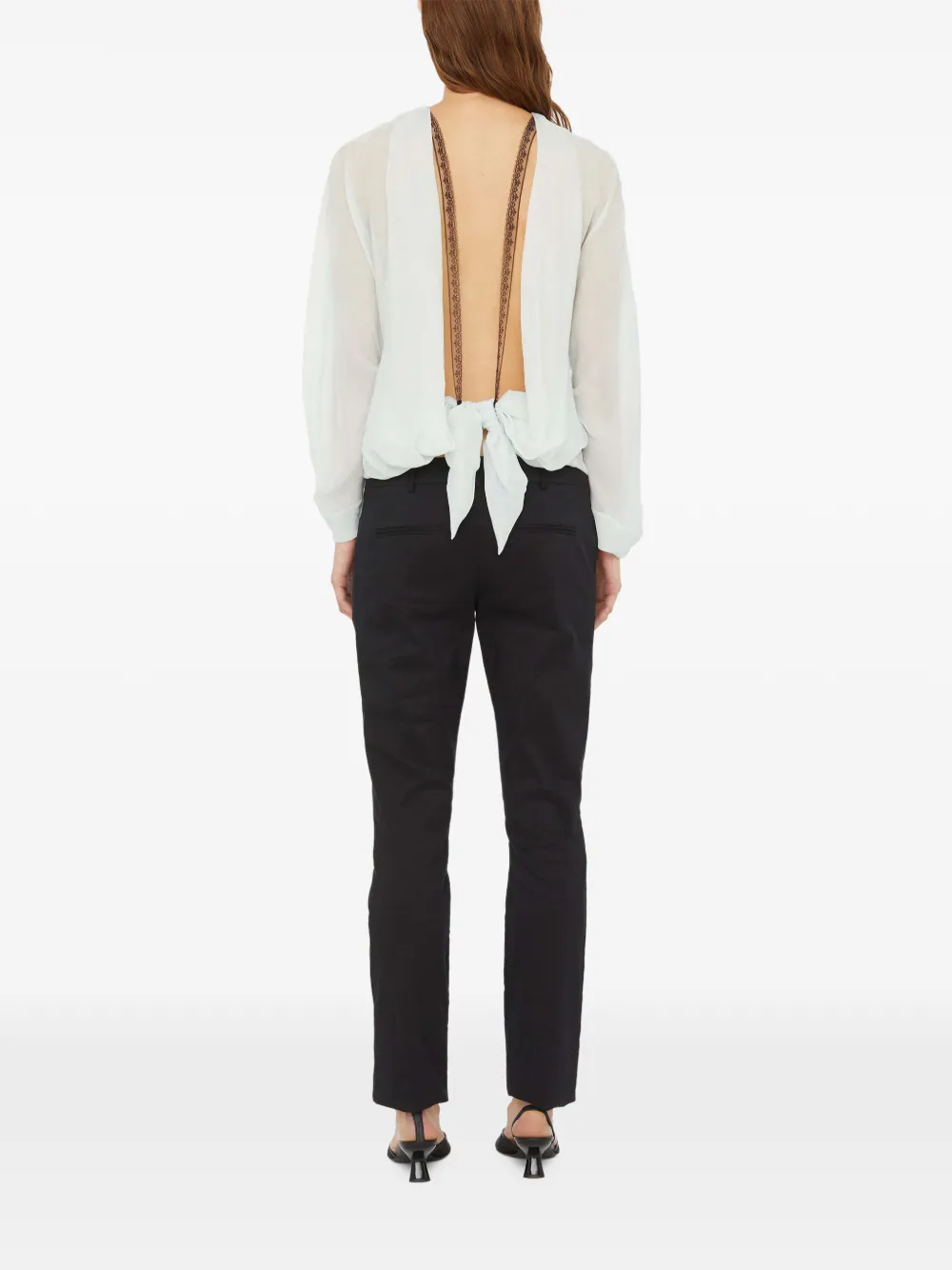 Christopher Esber Top met kanten afwerking en open achterkant Beige