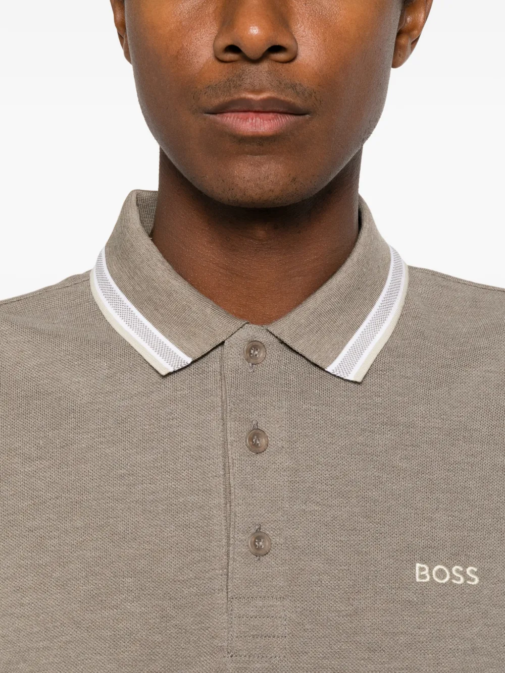 BOSS Poloshirt met geborduurd logo Beige