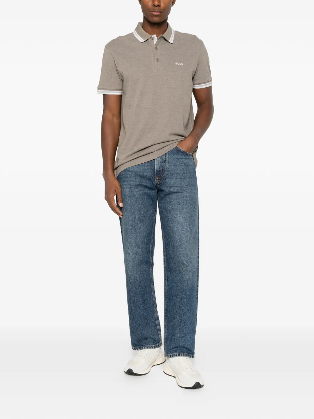 BOSS Poloshirt met geborduurd logo Beige