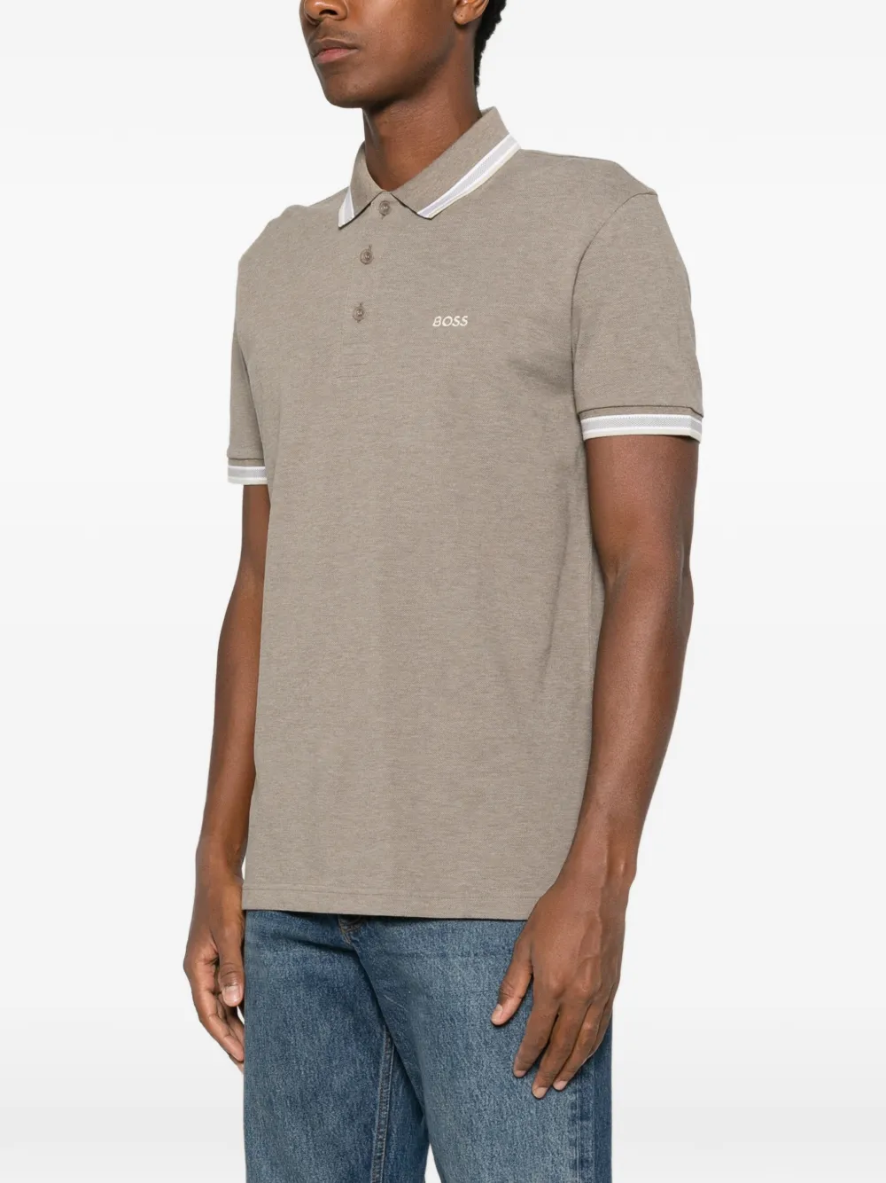 BOSS Poloshirt met geborduurd logo Beige