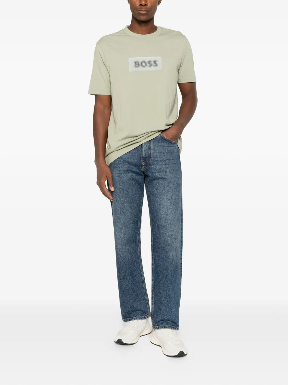 BOSS T-shirt met logopatch Groen