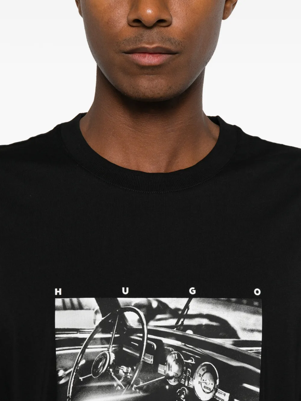 HUGO graphic-print T-shirt Zwart