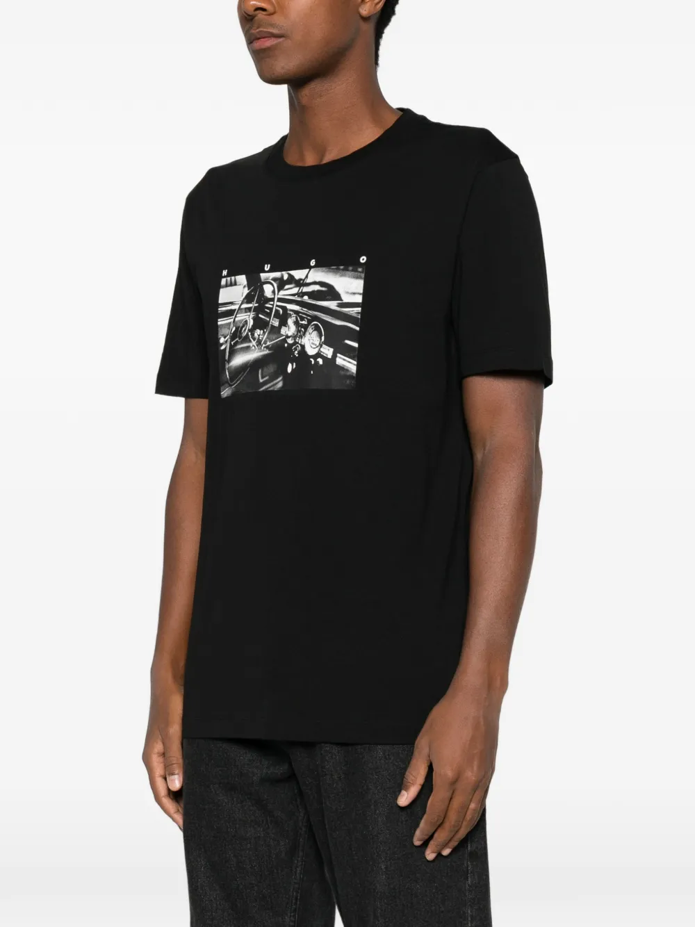 HUGO graphic-print T-shirt Zwart