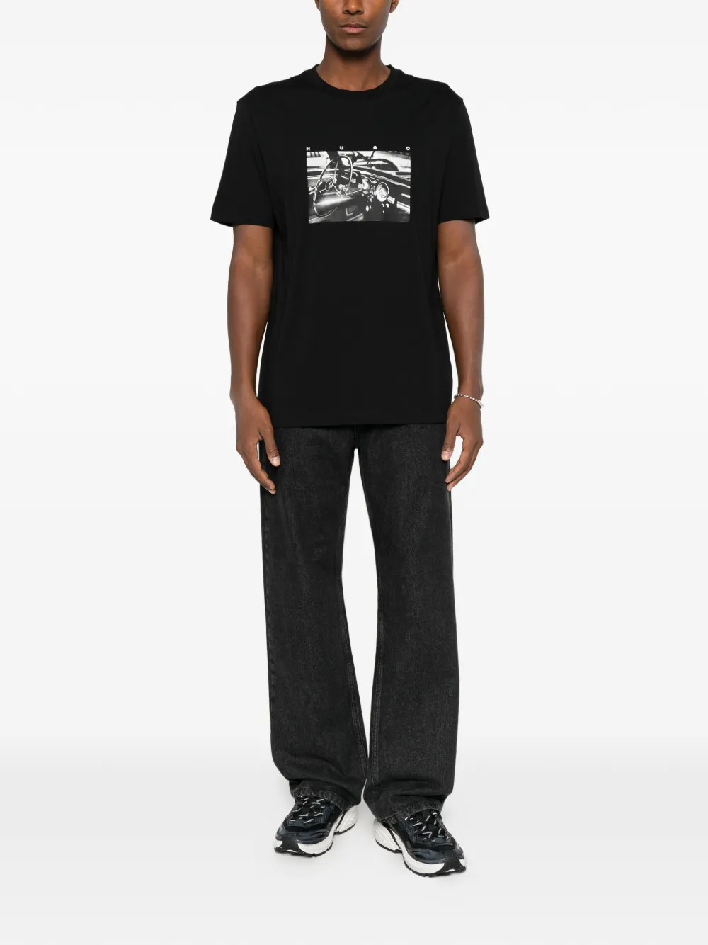 HUGO graphic-print T-shirt Zwart
