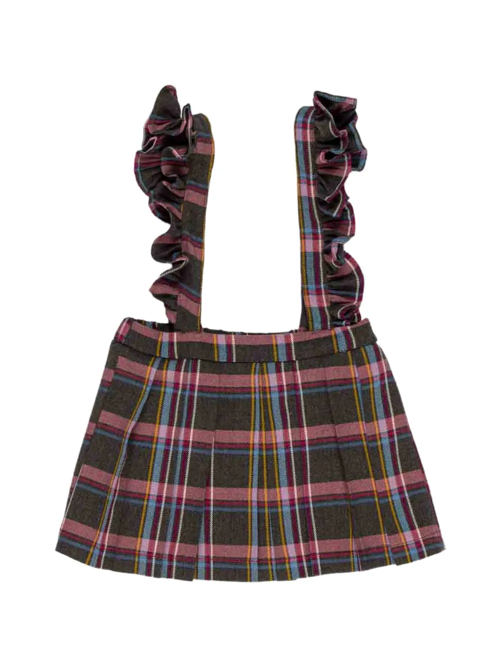 Miss Grant Kids ruffled check skirt - Marron Miss Grant Kids ruffled check skirt - Marron